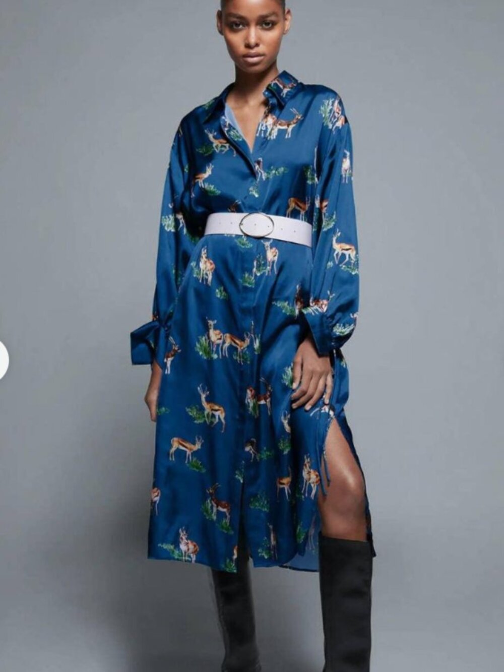 Womens Zara Blue Silk Dress Small
